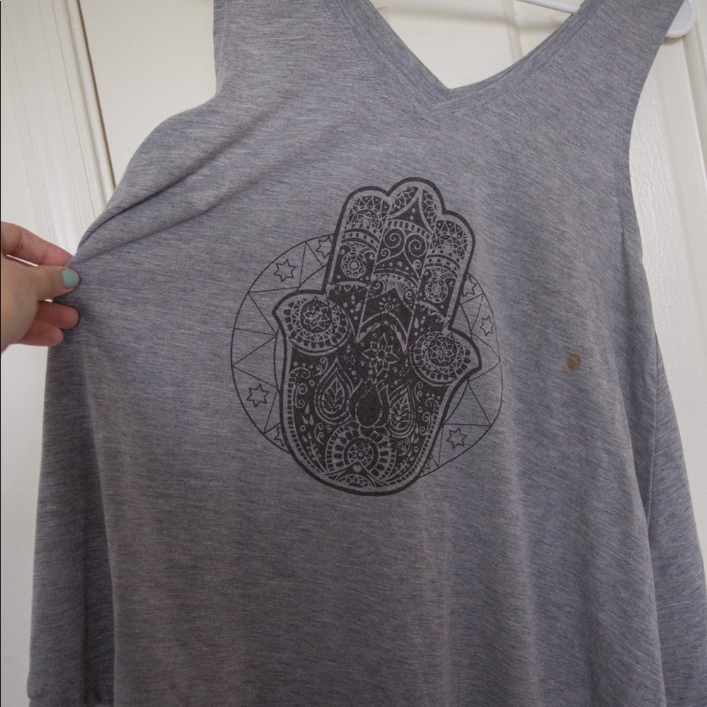 Hamsa palm grey yoga tank top